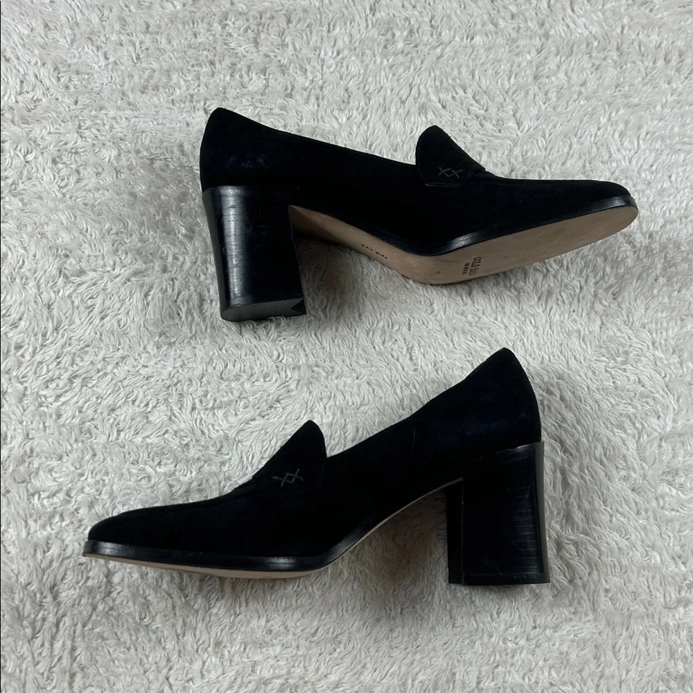 Cole‎ Haan black suede chunky heel loafers, size 6
